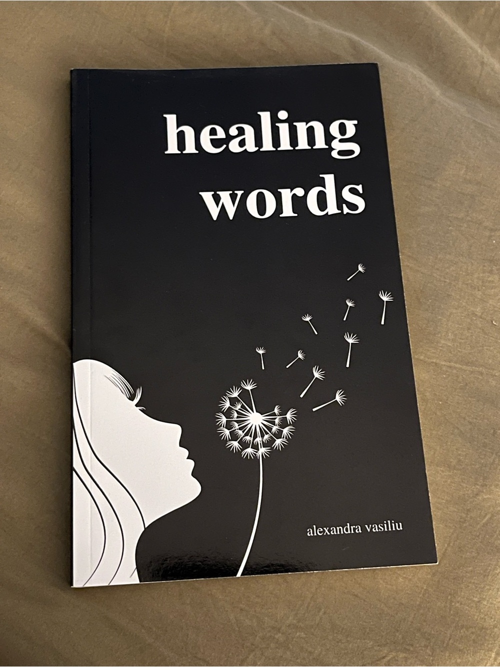 Healing Words Paperback Book by alexandra vasiliu - Black & White Cover